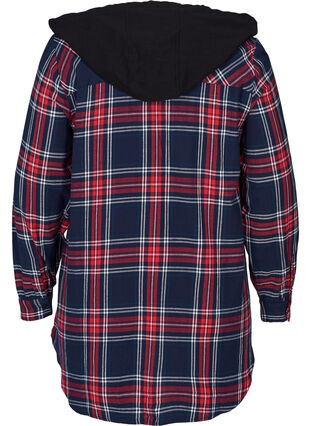 Veste chemise à carreaux avec capuche, Night Sky/Red Check, Packshot image number 1