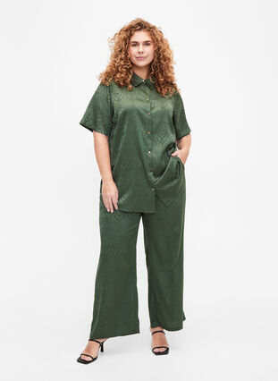 Pantalon avec motif texturé, Duck Green, Model image number 0