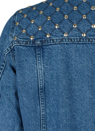 Veste en jean en coton avec rivets, Blue denim ASS, Packshot image number 3