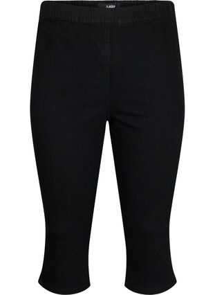 FLASH - denim capri broek met hoge taille en slanke pasvorm, Black, Packshot image number 0