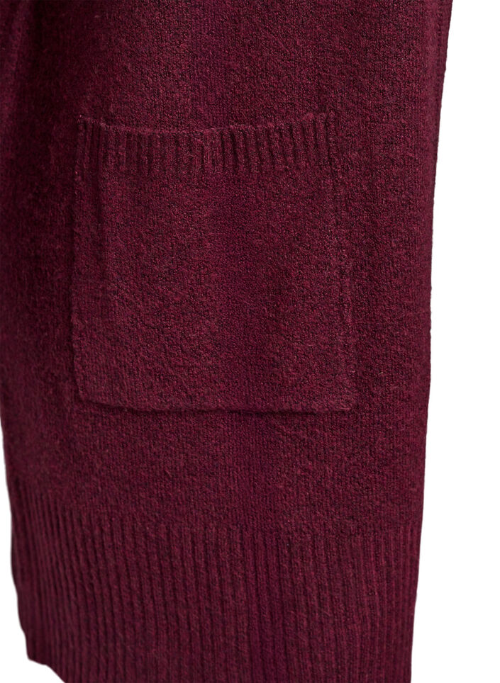 Cardigan en tricot c&ocirc;tel&eacute; avec poches, Bordeaux fonc&eacute;, Packshot image number 2