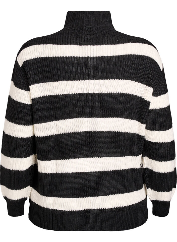 Pull en tricot avec col haut et fermeture &eacute;clair, Noir, Packshot image number 1