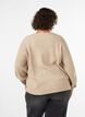 Vest met V-hals en ribstructuur, Beige, Model image number 2
