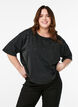 Boxy T-shirt met parels en strass-steentjes, Grijs, Model image number 0