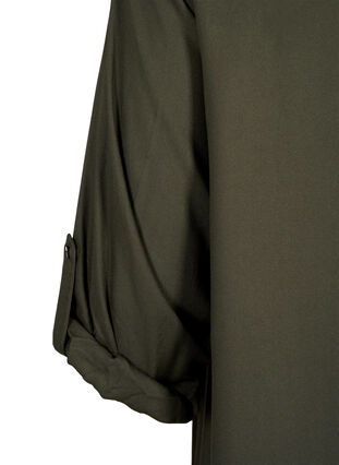 Robe chemise en viscose avec capuche et manches 3/4, Thyme, Packshot image number 3