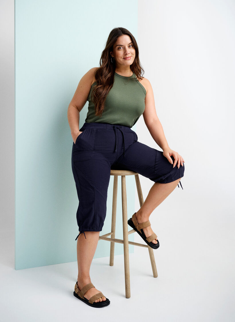 Katoenen Capri-broek, Blauw, Image image number 0