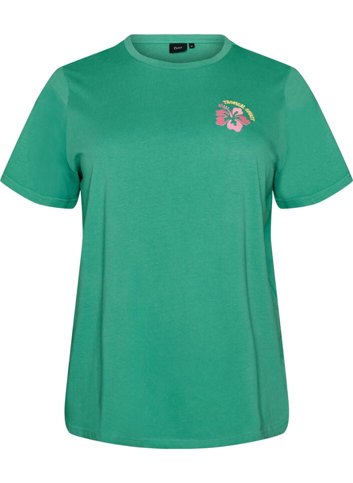 T-shirt en coton biologique avec impression au dos, Vert, Packshot image number 0