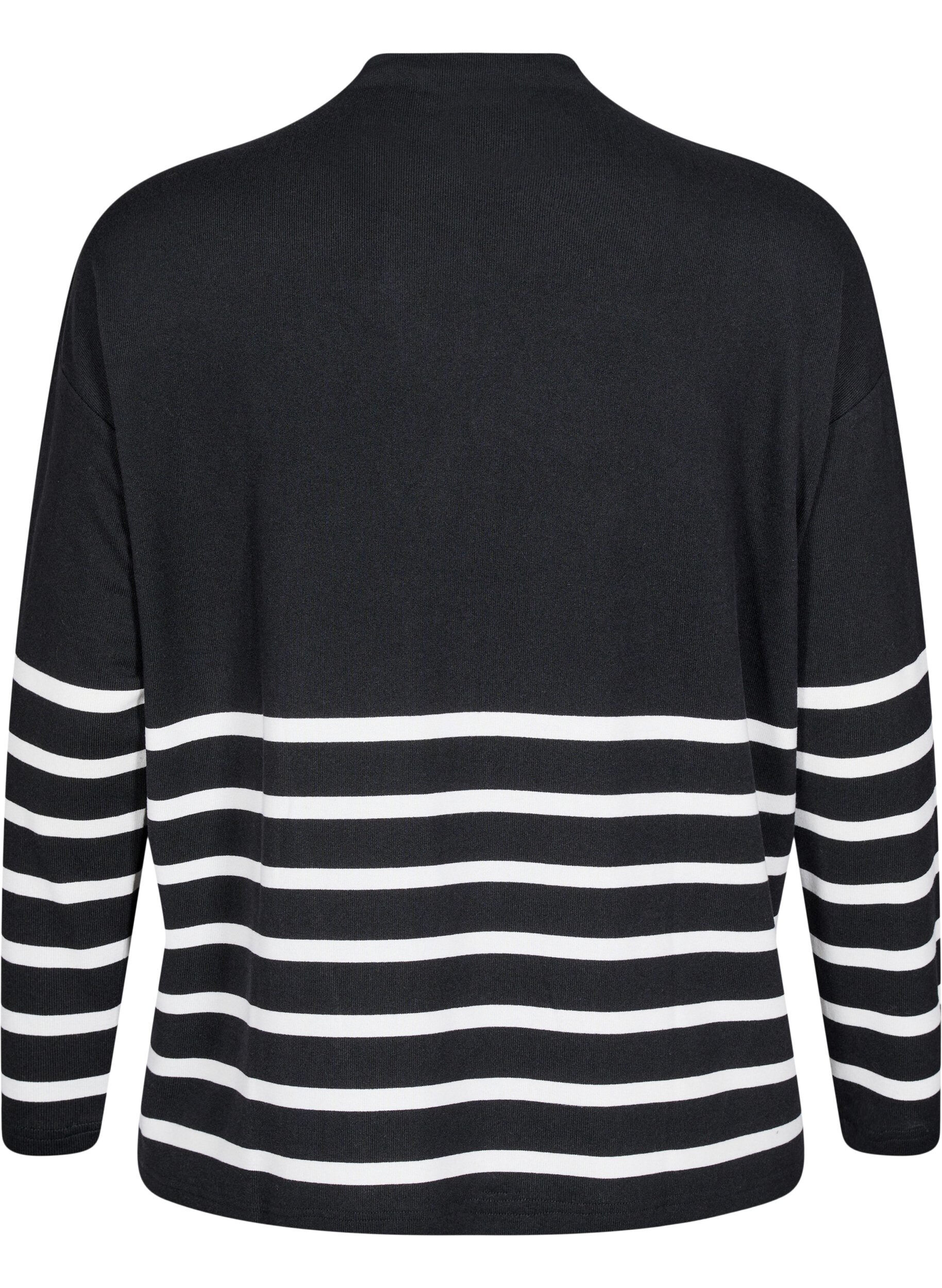 ZizziBlouse met een hoge hals en lange mouwen, Zwart, Packshot image number 1