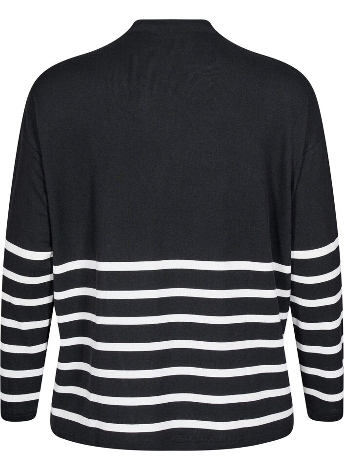 Blouse met een hoge hals en lange mouwen, Zwart, Packshot image number 1