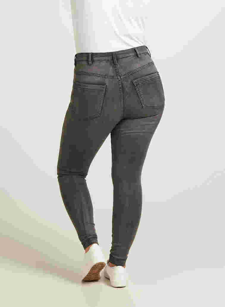 Super slim fit Amy jeans met hoge taille, Dk Grey Denim, Model