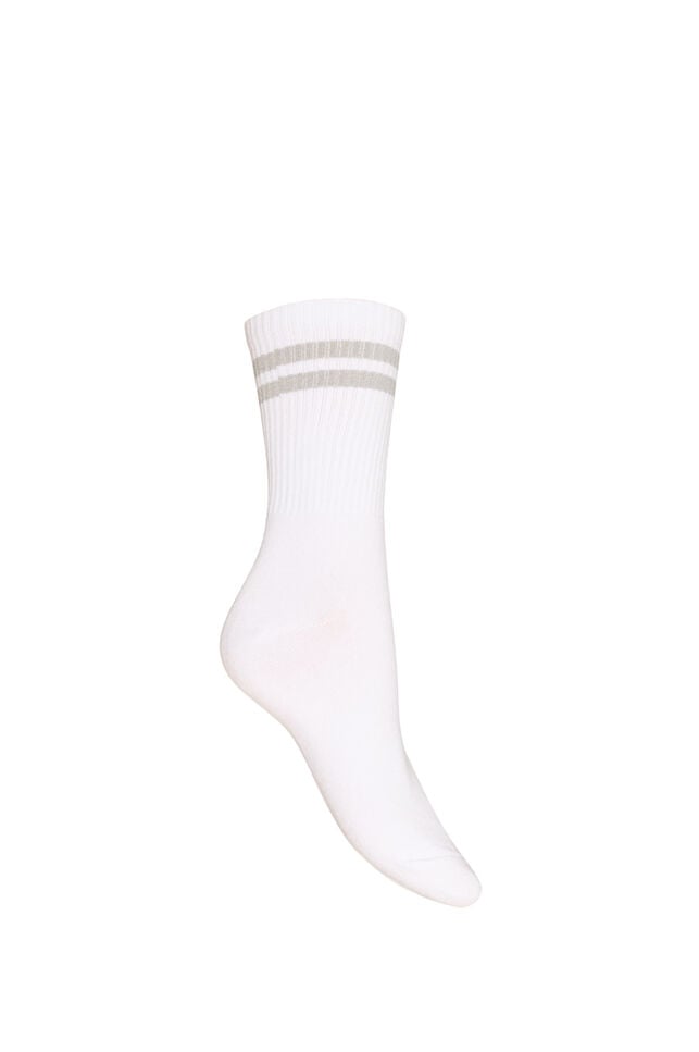 Chaussettes ray&eacute;es en coton, Blanc, Packshot image number 1