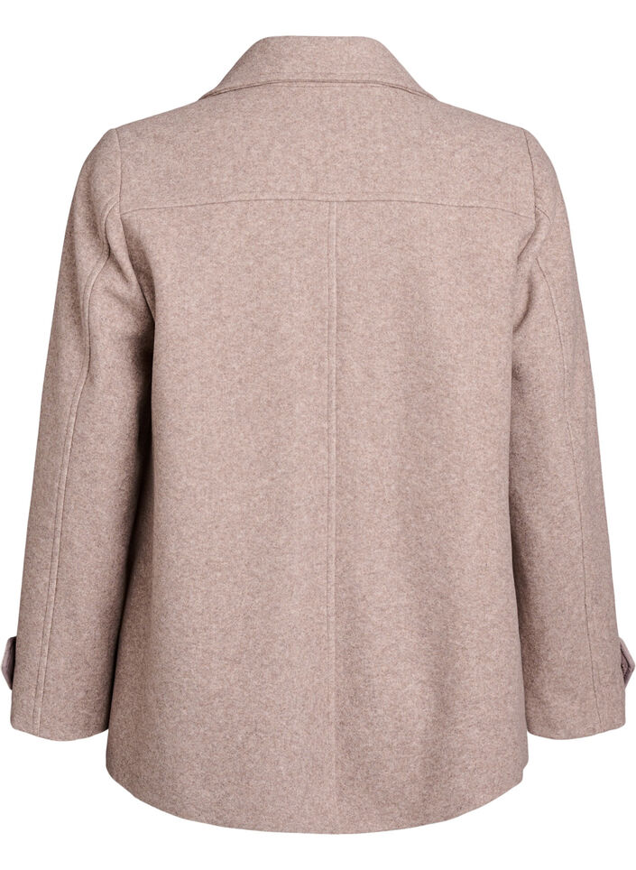Manteau court &agrave; boutonnage crois&eacute;, Beige, Packshot image number 1