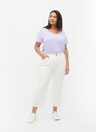 T-shirt en coton uni basique, Lavender, Model image number 2
