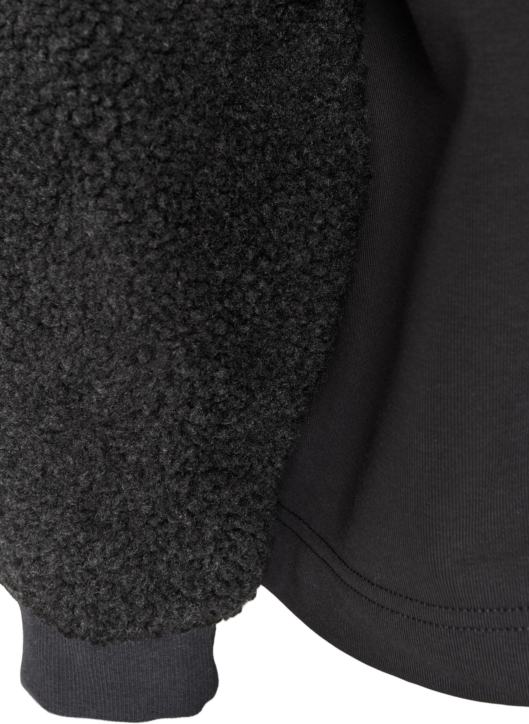 ZizziSweatshirt met teddymouwen en een hoge hals, Grijs, Packshot image number 3