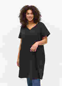 Katoenen jurk met korte mouwen, Black, Model