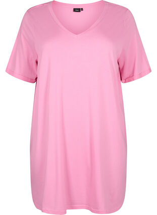 Effen kleur oversized v-hals t-shirt, Rosebloom, Packshot image number 0