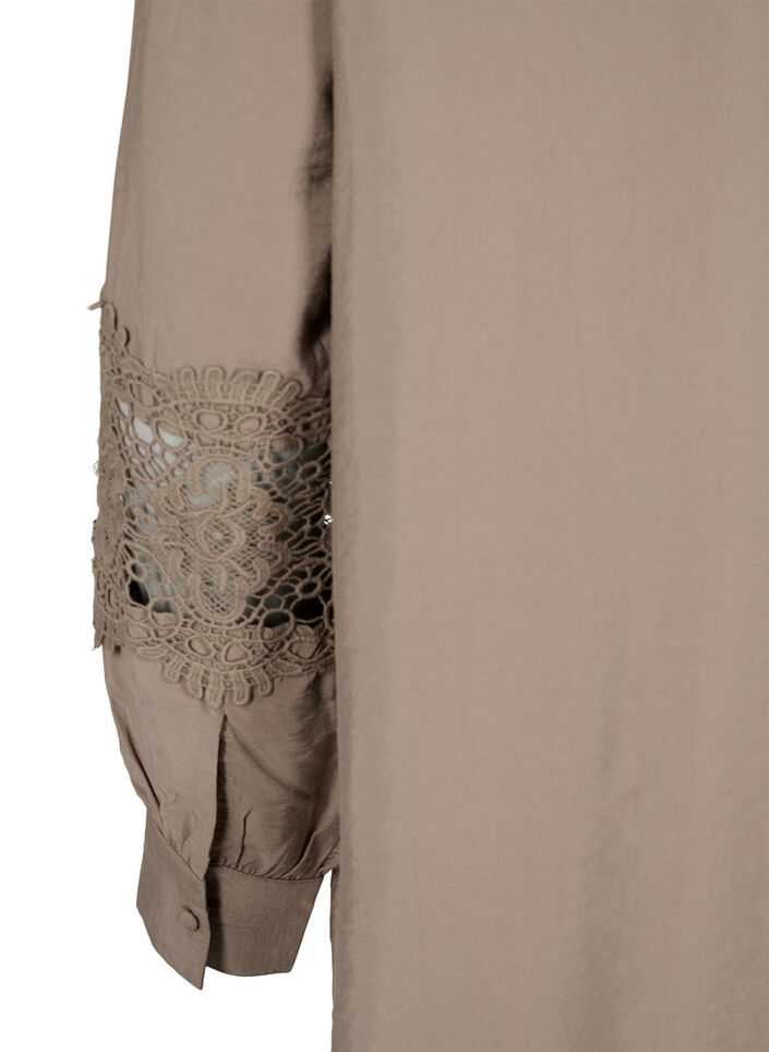 Blouse van viscose met gehaakte details, Caribou, Packshot image number 3