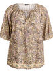 Viscose blouse met paisleyprint en strikkoord, Geel, Packshot image number 0