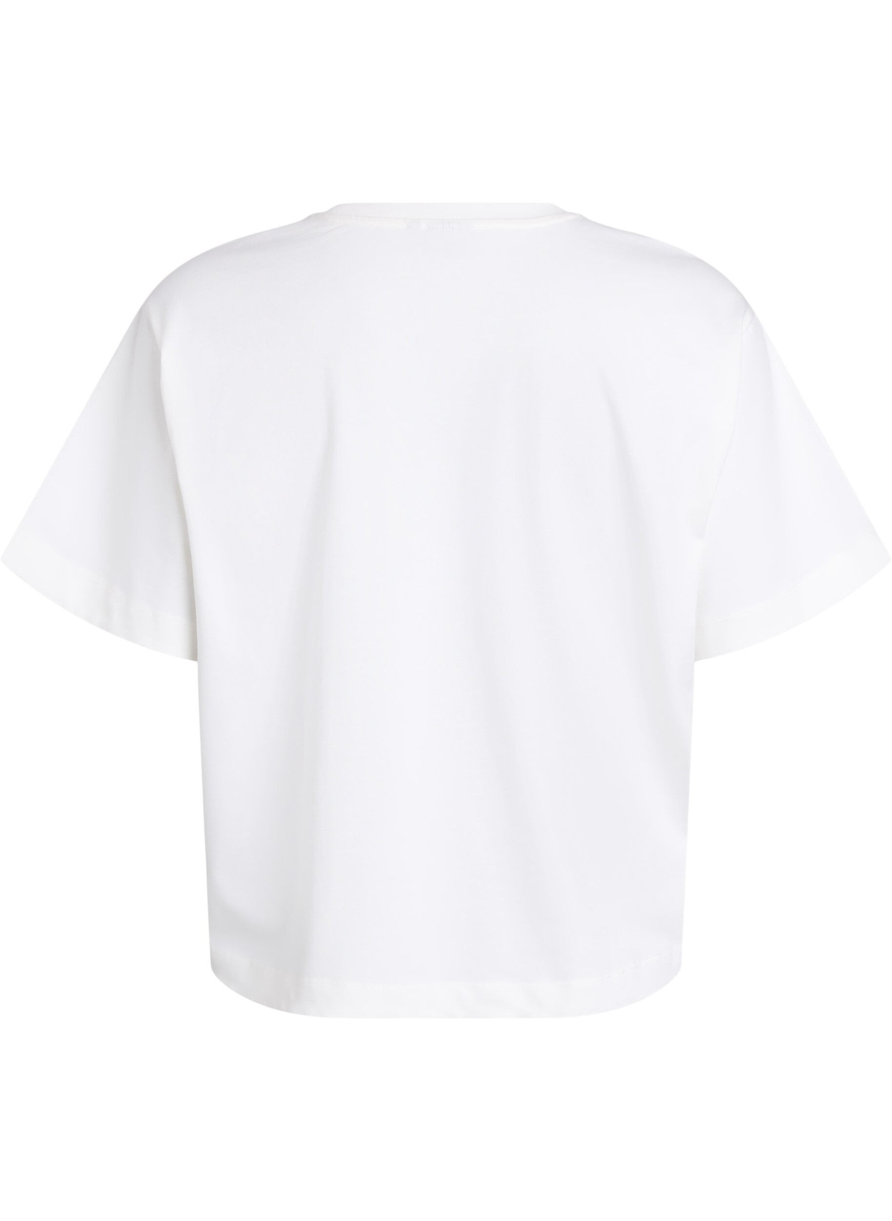 Zizzi T-shirt boxy en coton, Blanc, Packshot image number 1