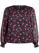 Chiffon blouse met bloemenprint en sheer mouwen, Zwart, Packshot image number 0