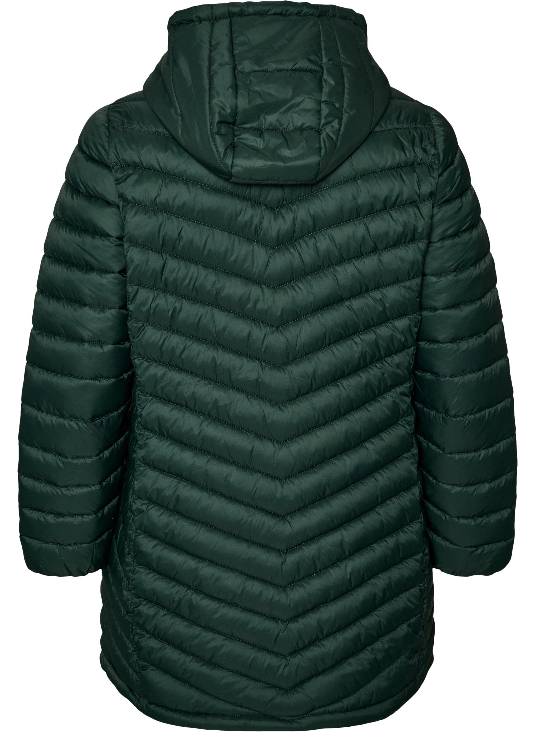 ZizziLichtgewicht jas met zakken en afneembare capuchon, Groen, Packshot image number 1