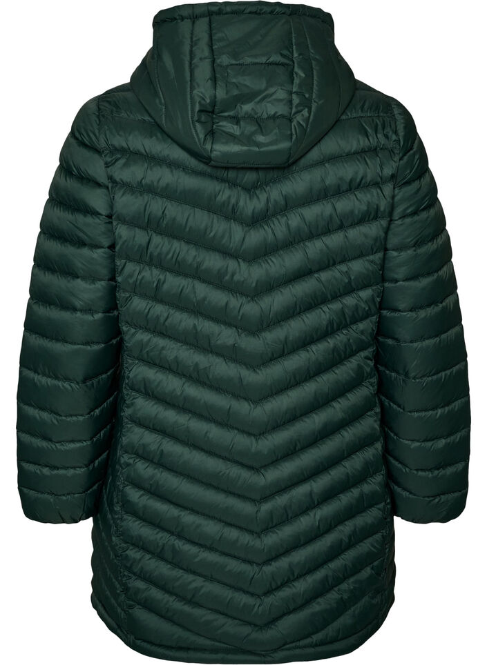 Lichtgewicht jas met zakken en afneembare capuchon, Groen, Packshot image number 1
