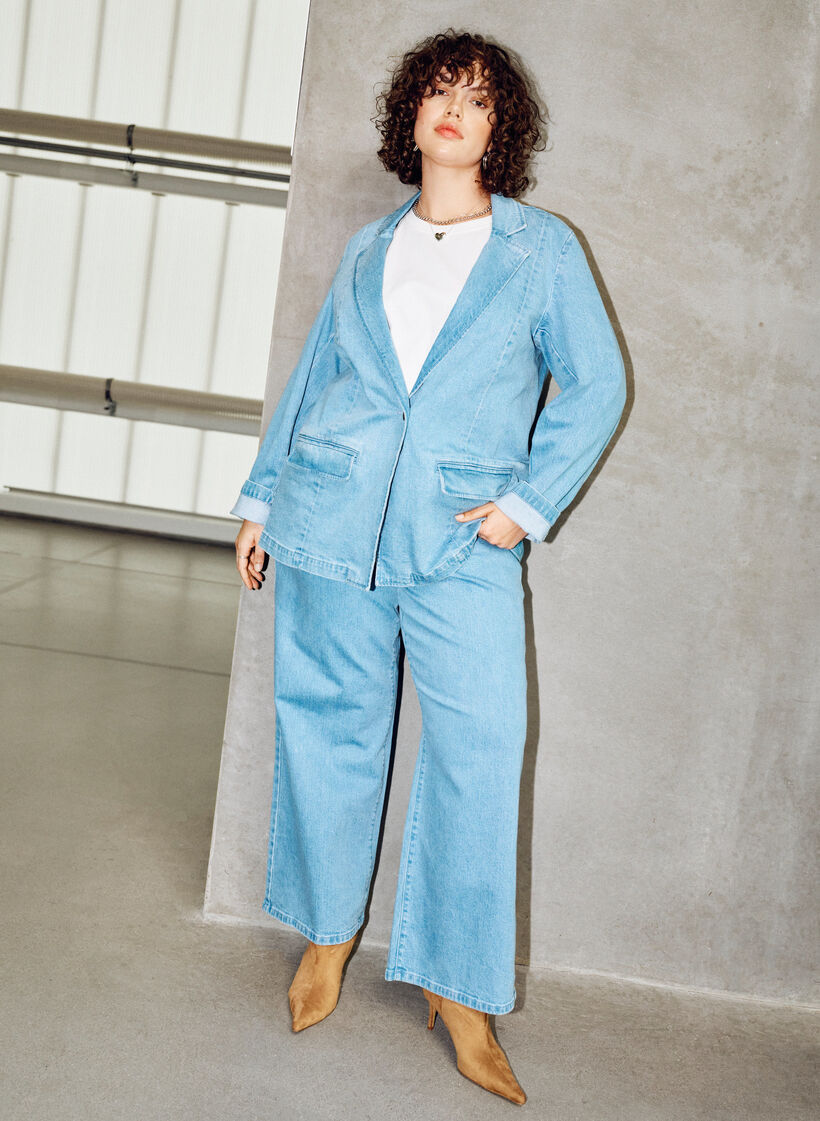 High waist wijde pijpen jeans, Blauw, Image