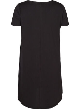 Katoenen pyjama jurk met korte mouwen en print, Black, Packshot image number 1