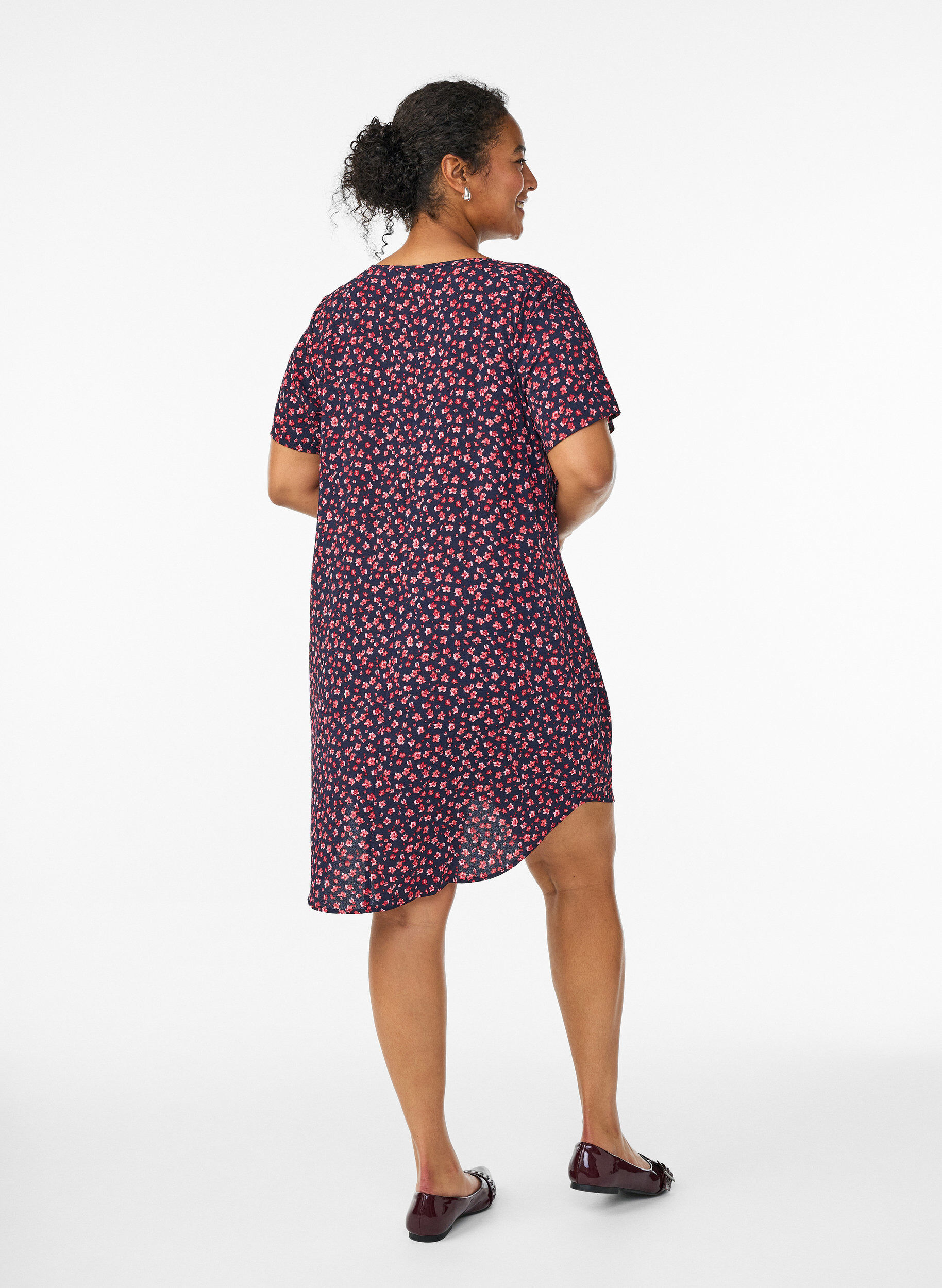 ZizziJurk met print en korte mouwen, Blauw, Model image number 2