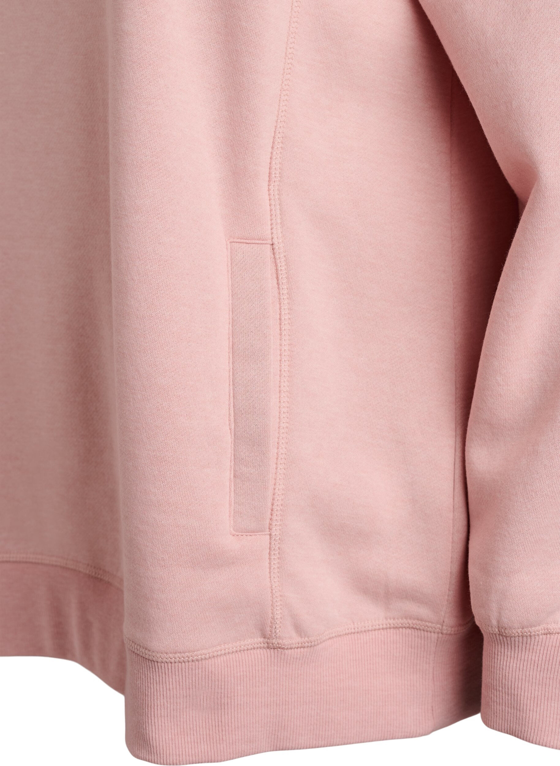 Zizzi Sweatshirt avec col montant et poches, Rose poudr&eacute;e, Packshot image number 3