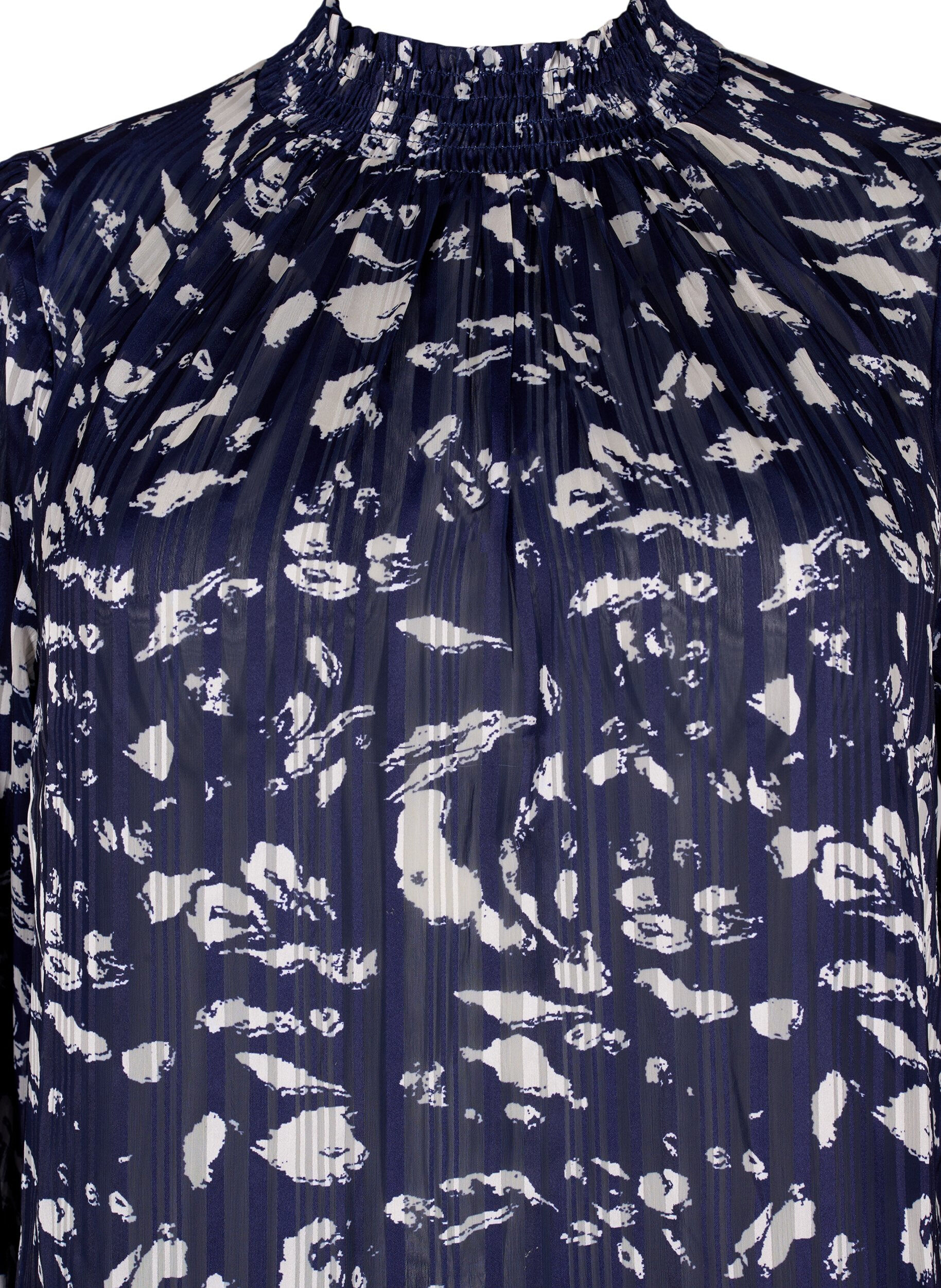 ZizziSmok blouse met print, Blue Leaf AOP, Packshot image number 2