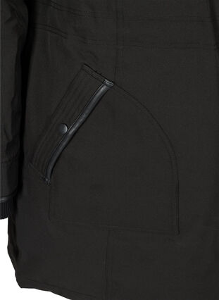 Winterjas met rits en zakken, Black, Packshot image number 3