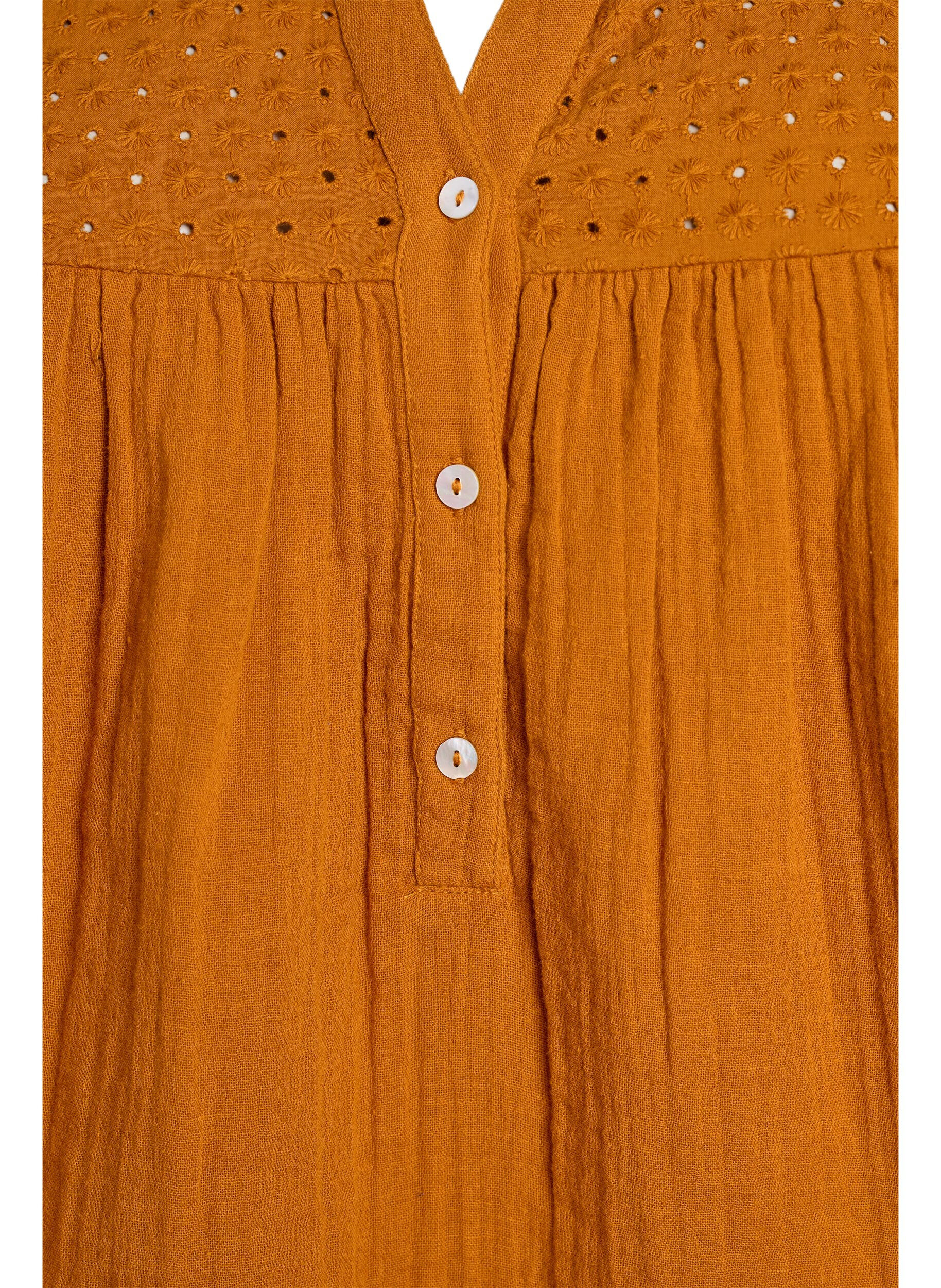 Zizzi Blouse en mousseline de coton avec broderie anglaise, Orange, Packshot image number 2