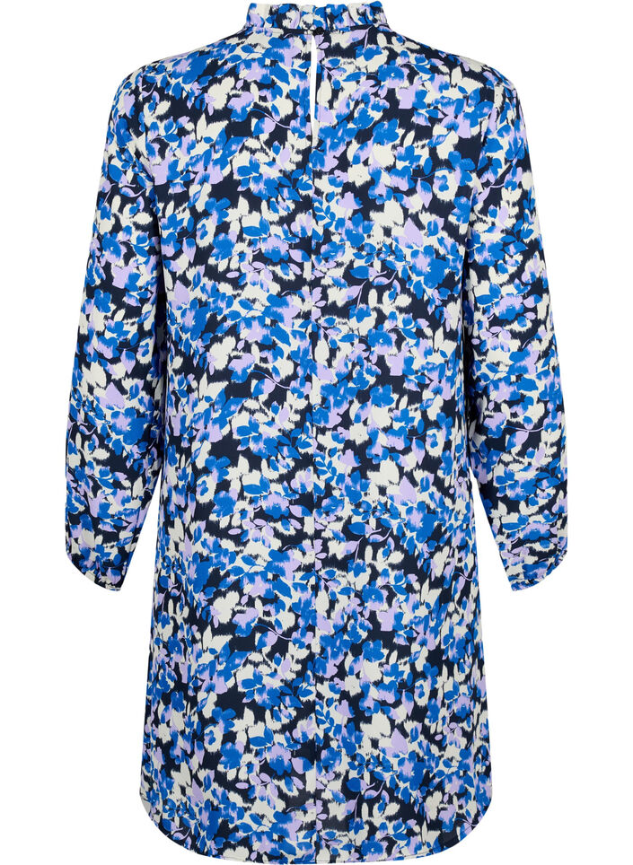 FLASH - Jurk met lange mouwen en bloemenprint, Blue Purple Flower, Packshot image number 1