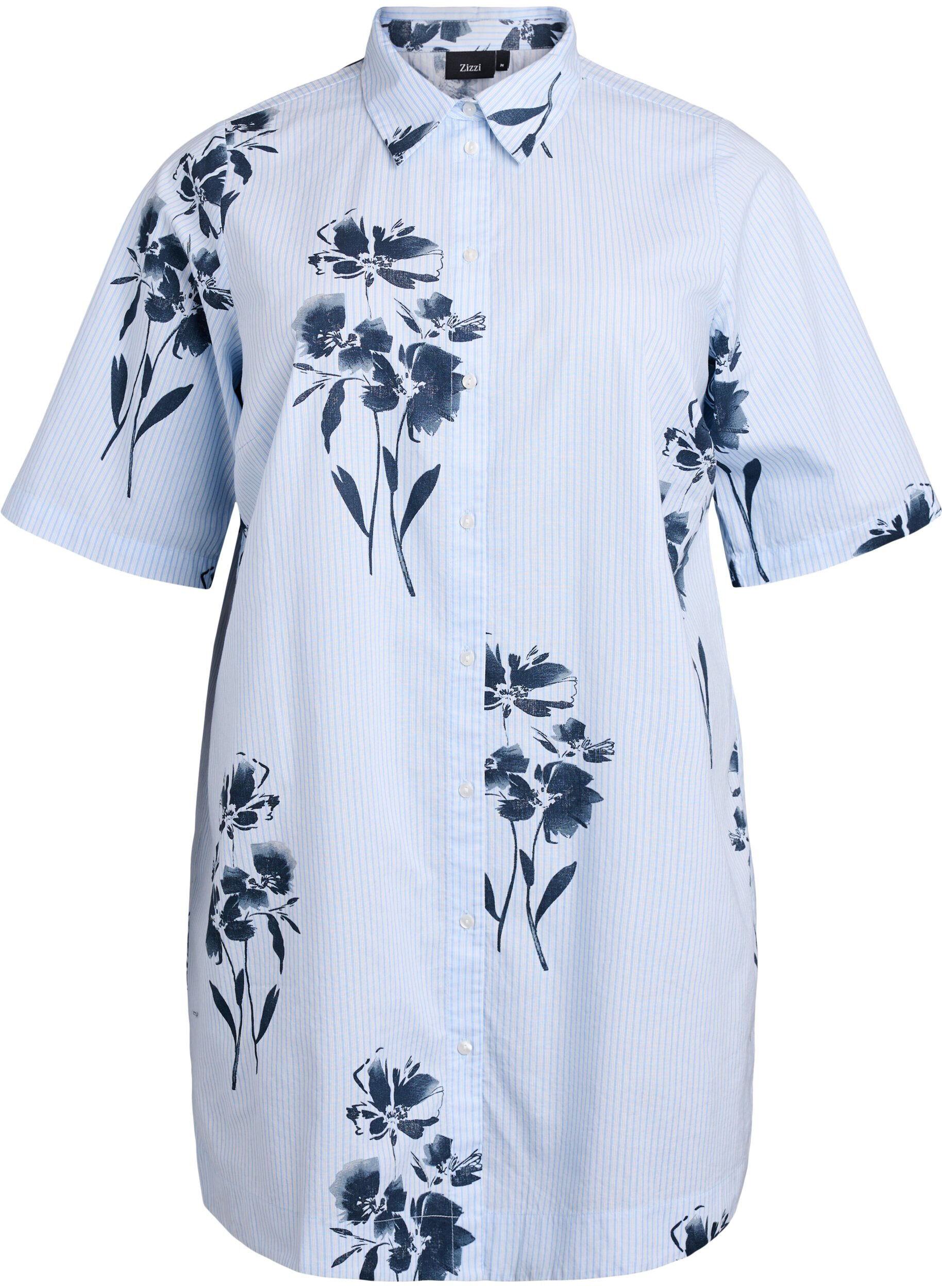 Lang shirt met strepen en bloemenprint