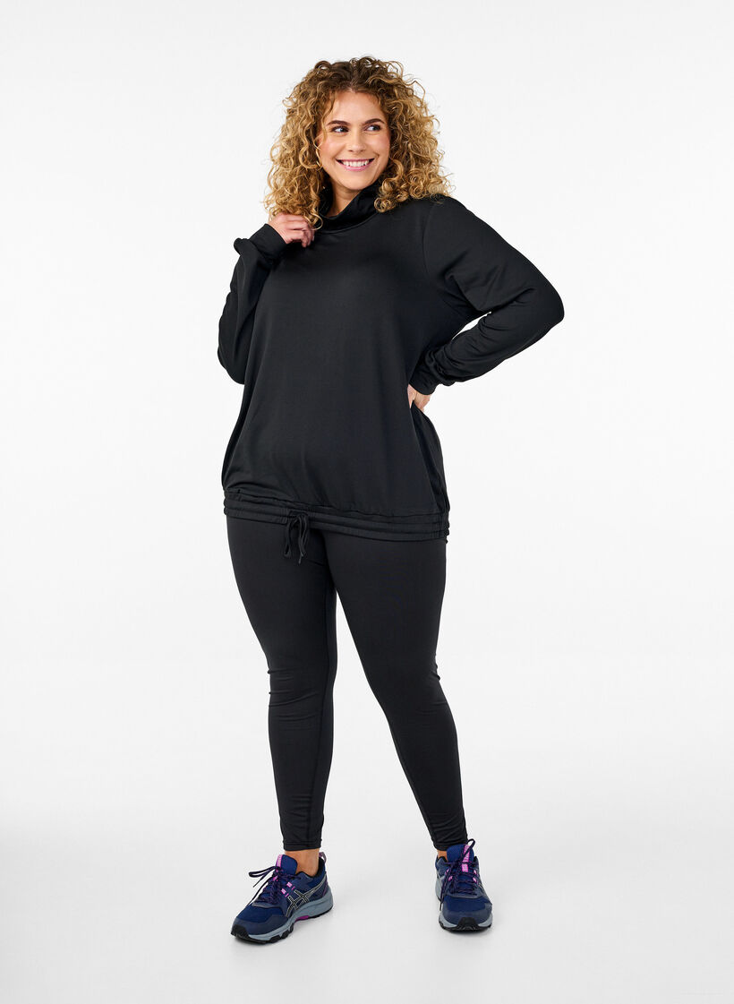 Haut de sport à col montant, Black, Model image number 3