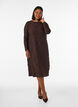 Robe midi &agrave; texture ondul&eacute;e et manches longues, Marron, Model image number 0