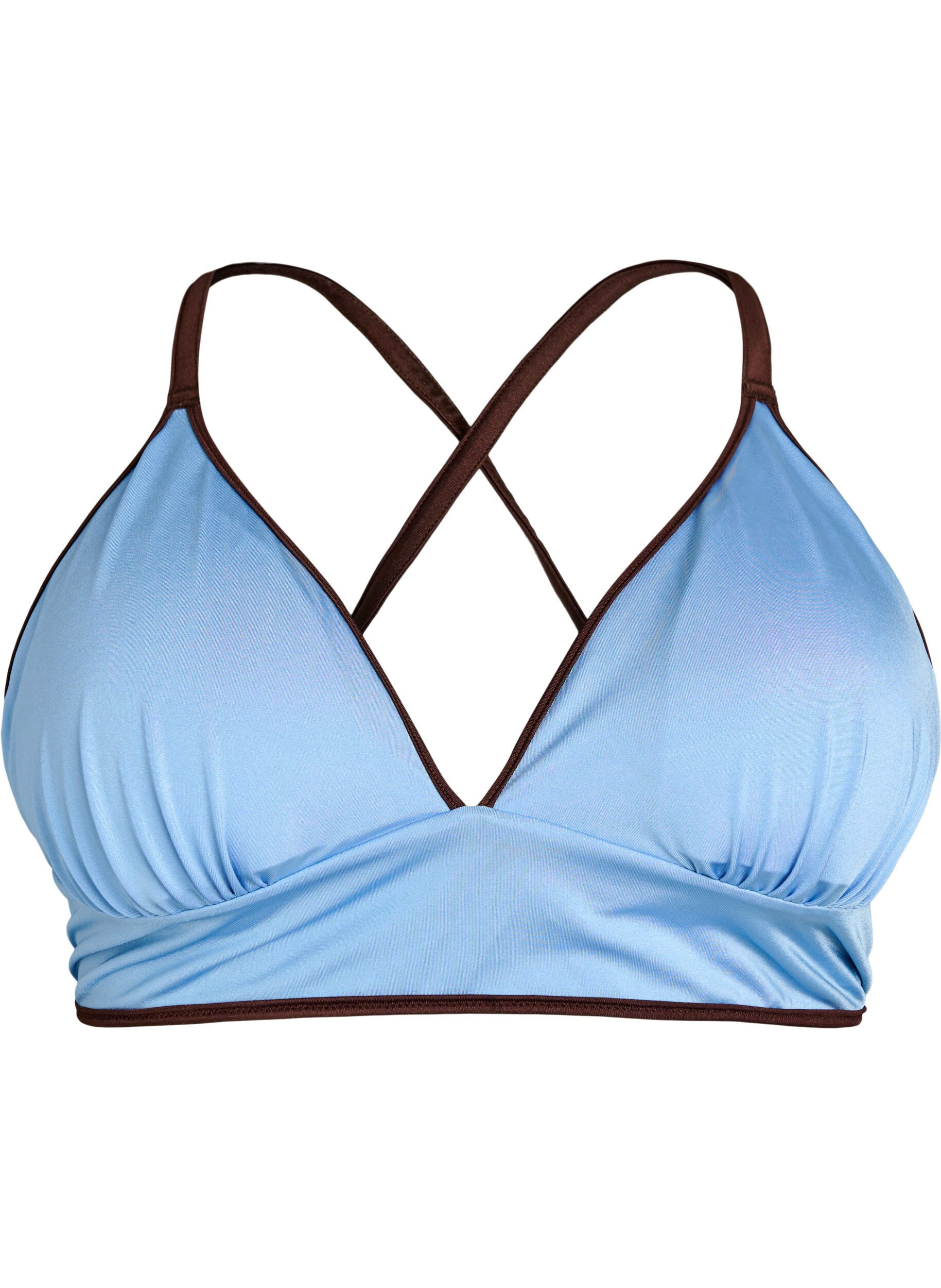 ZizziHaut de bikini r&eacute;versible avec d&eacute;collet&eacute; en V et bretelles crois&eacute;es dans le dos, Marron, Packshot image number 3