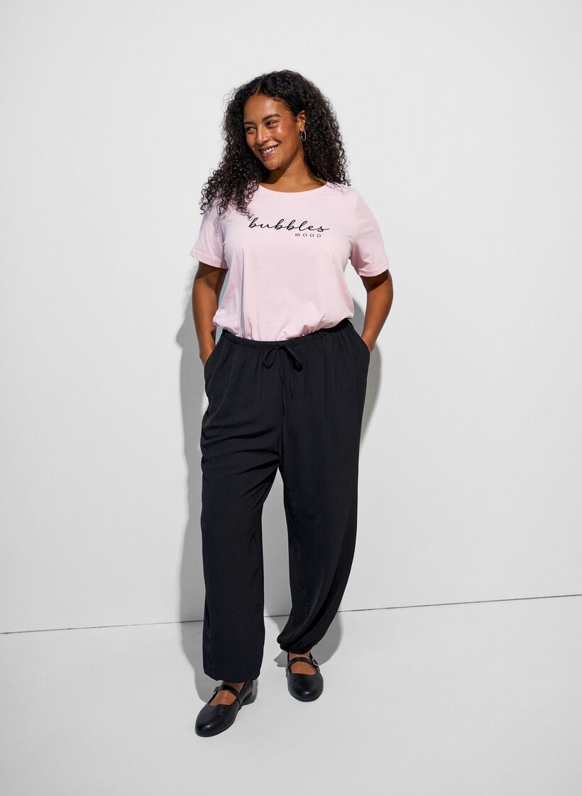 T-shirt met print, Roze, Model image number 1