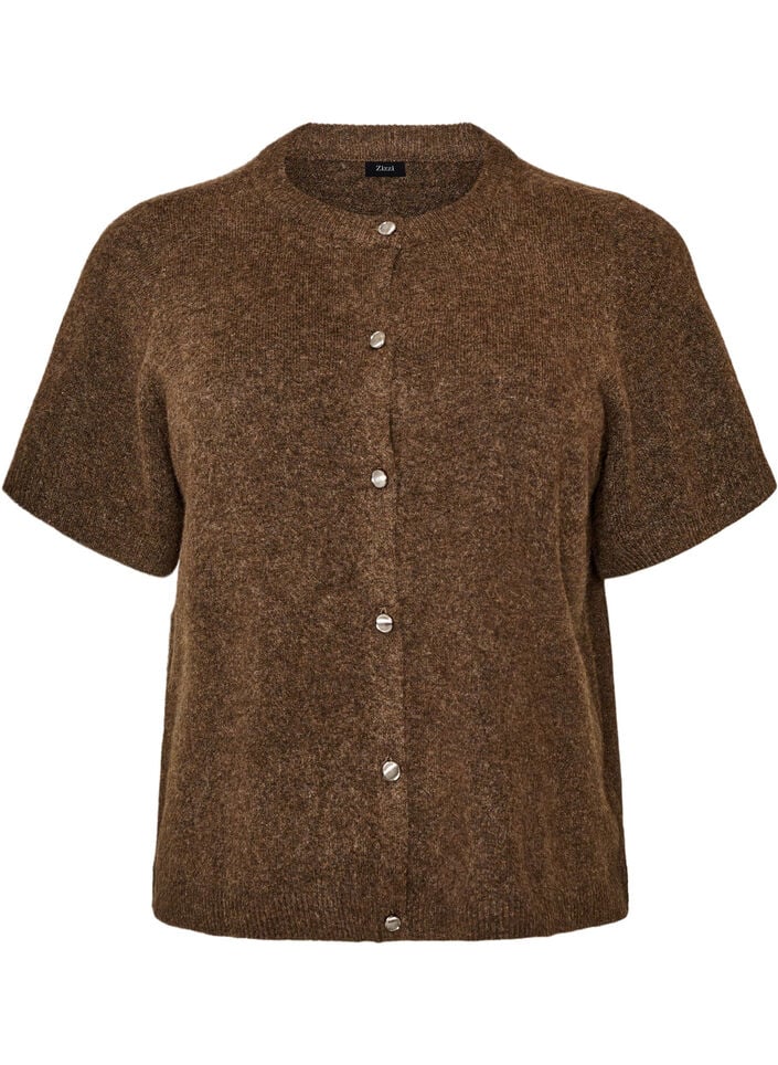 Gebreid vest met korte mouwen, Bruin, Packshot