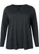 Gem&ecirc;leerde blouse met lange mouwen, Black Mel. , Packshot image number 0