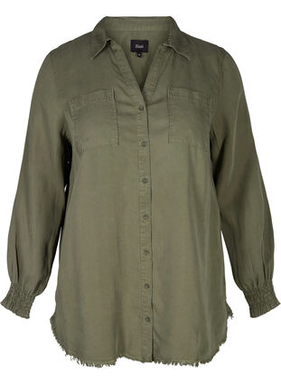 Lyocell blouse met lange mouwen, Deep L. Green, Packshot image number 0