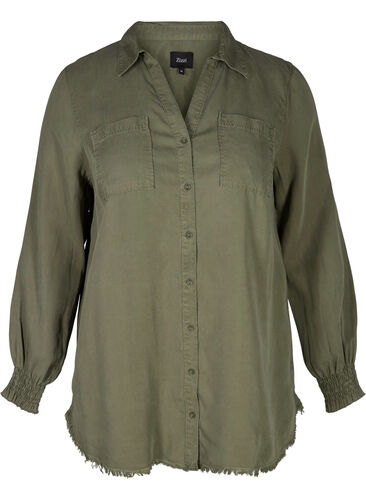 Chemise lyocell à manches longues, Deep L. Green, Packshot image number 0