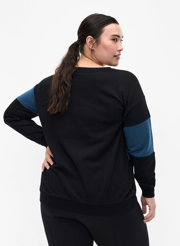 Sweat-shirt à imprimé sportif, Black Comb, Model image number 1