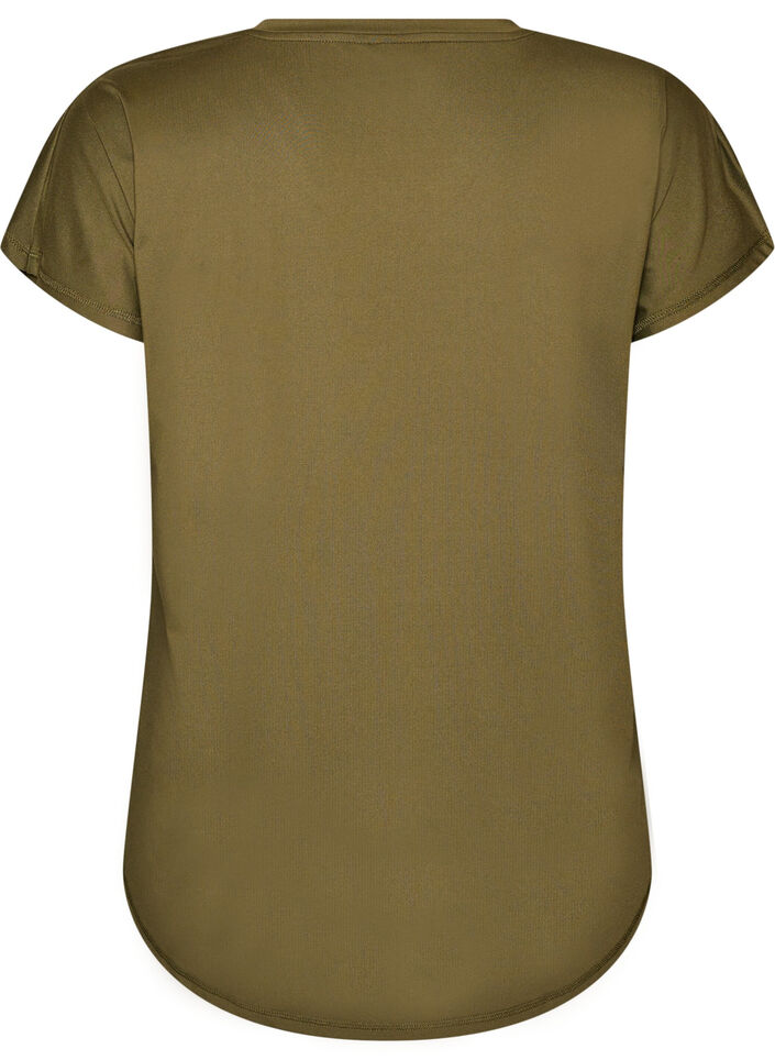 T-shirt de sport &agrave; manches courtes avec col en V, Vert, Packshot image number 1