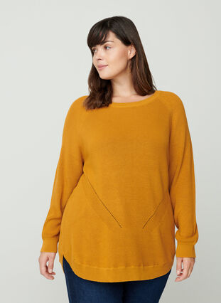 Pull en maille col rond, Spruce Yellow, Model image number 0