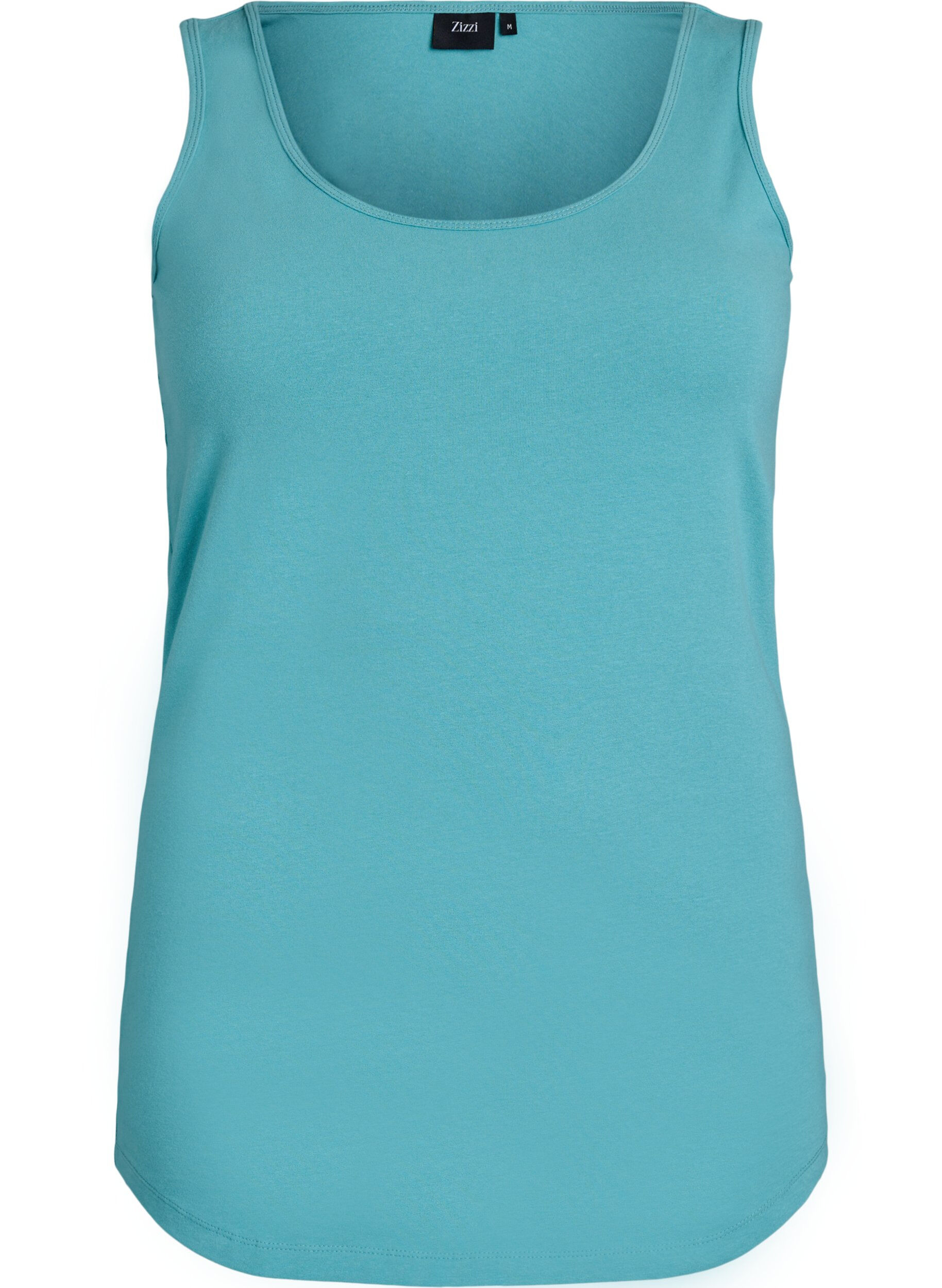 ZizziHaut uni Basic en coton, Bleu, Packshot image number 0