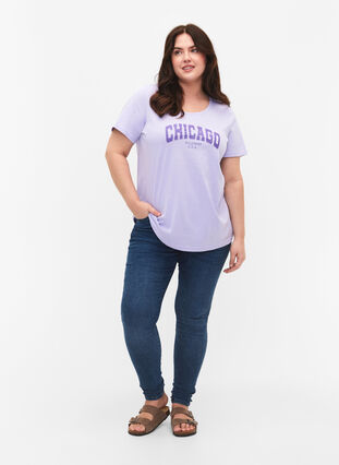 T-shirt en coton avec texte imprimé, Lavender W. Chicago, Model image number 2