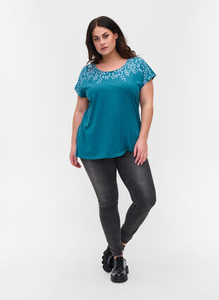 T-shirt en coton avec détails imprimés, Dragon Mel Feather, Model image number 2