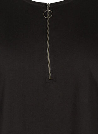 Katoenen top met rits detail, Black, Packshot image number 2